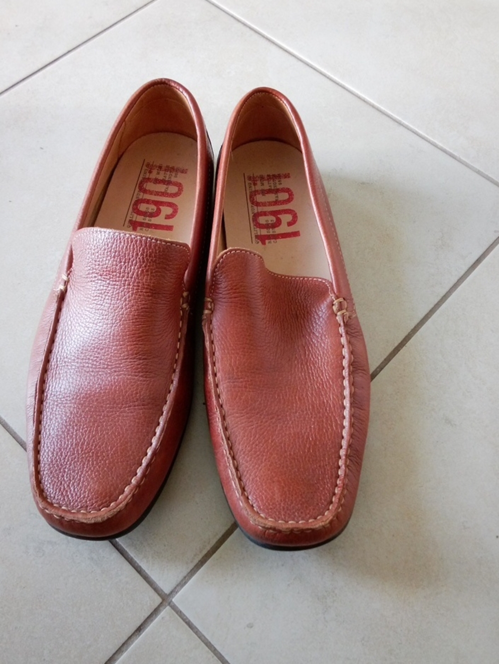 1901 Men's Tan Leather Slip-On Loafers